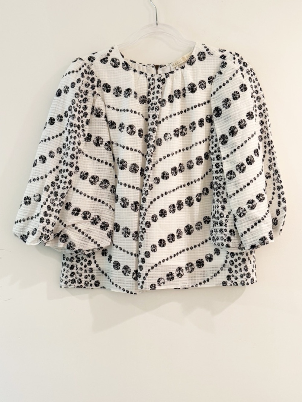 Marie Oliver Linen Blend Puff-Sleeve Harley Blouse - Picture 7 of 7